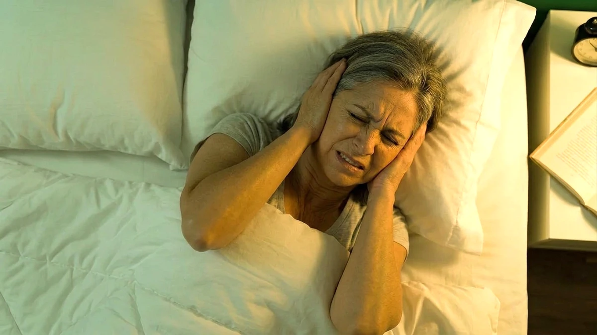 Person who can't sleep because of tinnitus